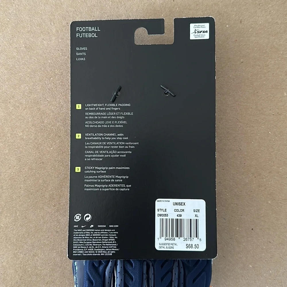 Nike Superbad Football Gloves Navy Blue - Picture 3 of 3